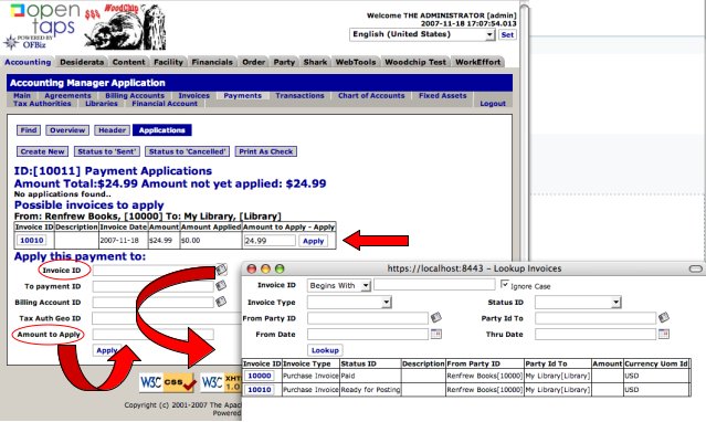 Applying payment to Invoice