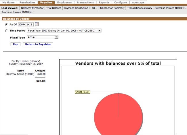 Balances by Vendor report