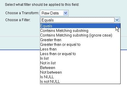 filter options
