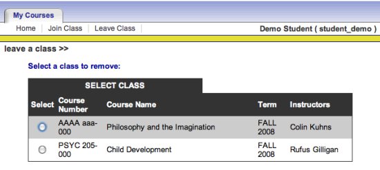 joining or leaving a class