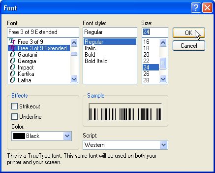 picture of wordpad font dialog